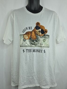CR24 Men's White Tee with Sunglasses Teddy & Money Graphic Size XL CP-3589